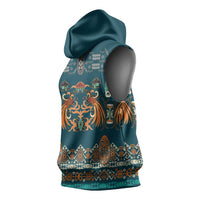 Dark Cyan Blue Batik Papua-inspired Pattern Sleeveless Hoodie LT9 - Polynesian Pride