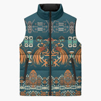 Dark Cyan Blue Batik Papua-inspired Pattern Sleeveless Puffer Jacket - Polynesian Pride