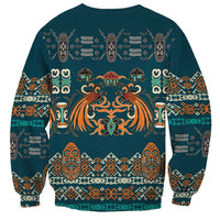 Dark Cyan Blue Batik Papua-inspired Pattern Sweatshirt LT9 - Polynesian Pride