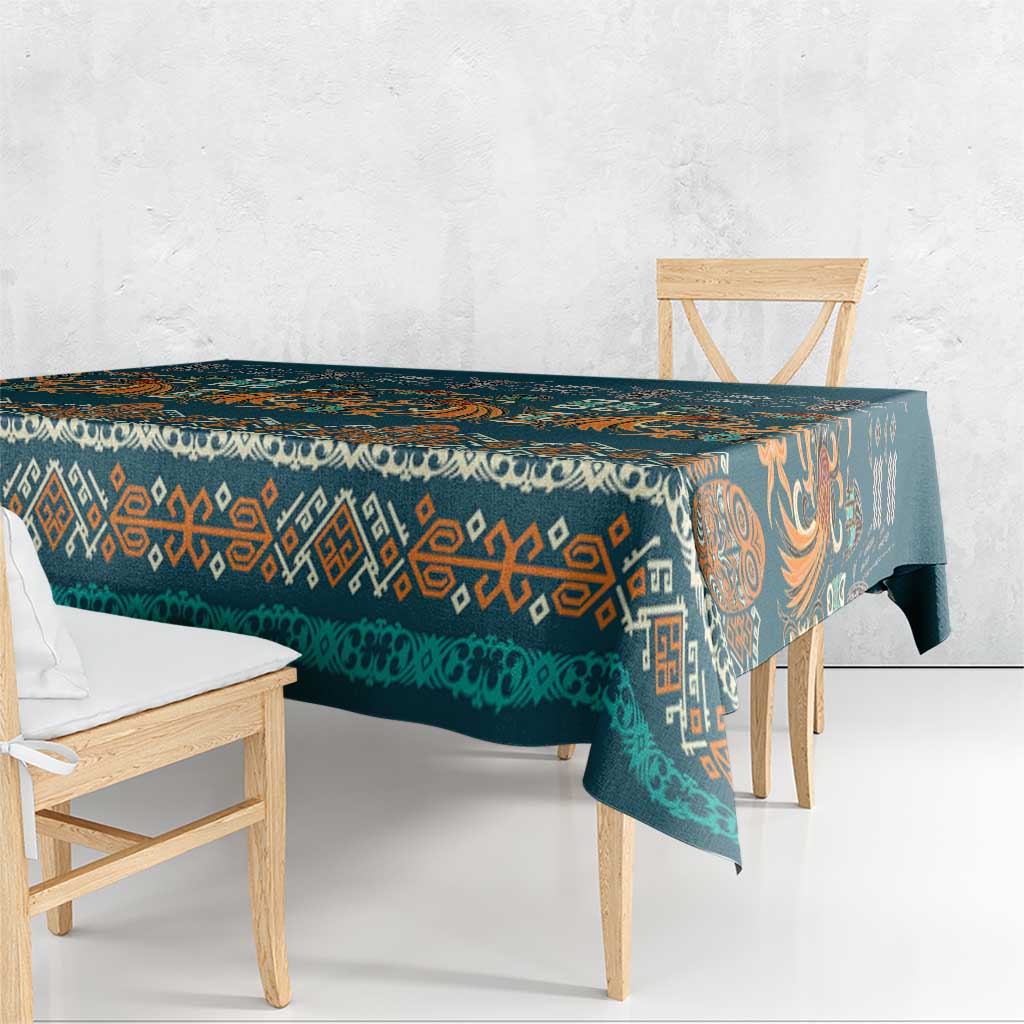 Dark Cyan Blue Batik Papua-inspired Pattern Tablecloth - Polynesian Pride