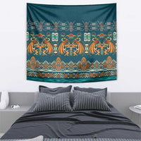 Dark Cyan Blue Batik Papua-inspired Pattern Tapestry LT9 - Polynesian Pride