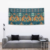 Dark Cyan Blue Batik Papua-inspired Pattern Tapestry LT9 - Polynesian Pride