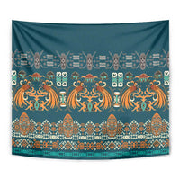 Dark Cyan Blue Batik Papua-inspired Pattern Tapestry LT9 - Polynesian Pride