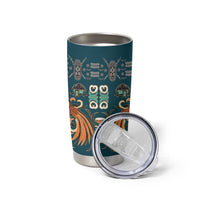 Dark Cyan Blue Batik Papua-inspired Pattern Tumbler Cup - Polynesian Pride