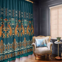 Dark Cyan Blue Batik Papua-inspired Pattern Window Curtain LT9 - Polynesian Pride