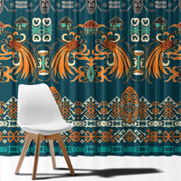 Dark Cyan Blue Batik Papua-inspired Pattern Window Curtain LT9 - Polynesian Pride