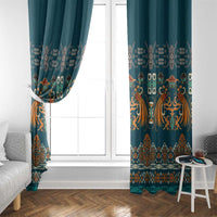 Dark Cyan Blue Batik Papua-inspired Pattern Window Curtain LT9 - Polynesian Pride