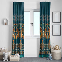 Dark Cyan Blue Batik Papua-inspired Pattern Window Curtain LT9 - Polynesian Pride