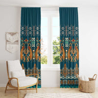 Dark Cyan Blue Batik Papua-inspired Pattern Window Curtain LT9 - Polynesian Pride