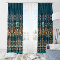 Dark Cyan Blue Batik Papua-inspired Pattern Window Curtain LT9 - Polynesian Pride