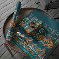 Dark Cyan Blue Batik Papua-inspired Pattern Wrapping Paper LT9 - Polynesian Pride