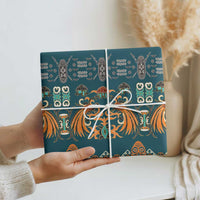 Dark Cyan Blue Batik Papua-inspired Pattern Wrapping Paper LT9 - Polynesian Pride