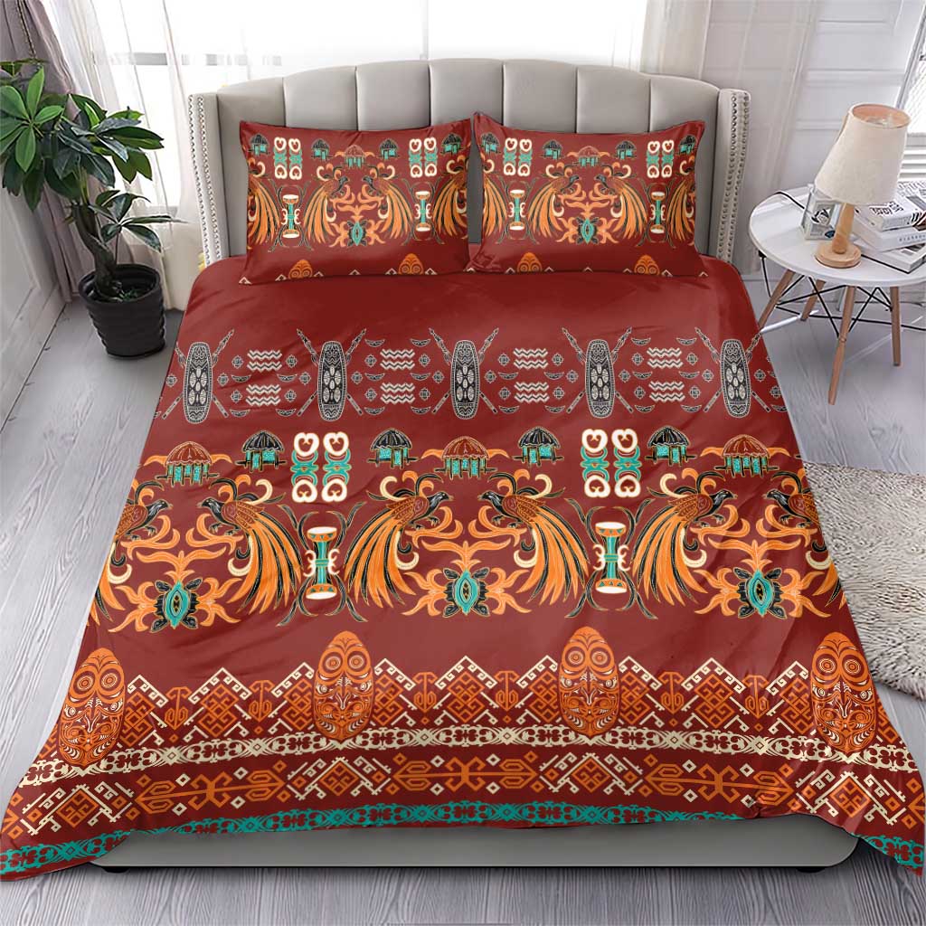 Oxblood Batik Papua-inspired Pattern Bedding Set LT9 - Polynesian Pride