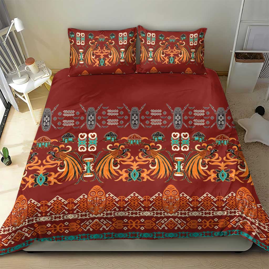Oxblood Batik Papua-inspired Pattern Bedding Set LT9 - Polynesian Pride