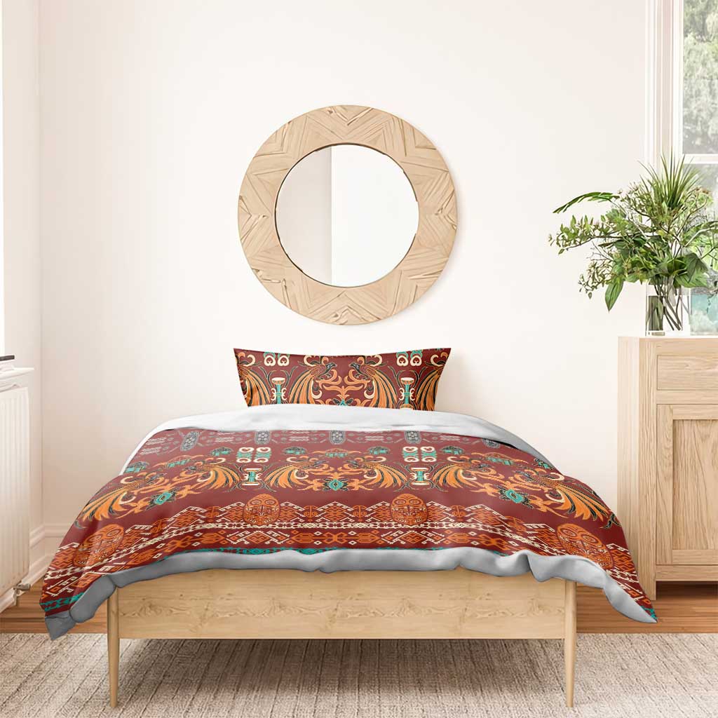 Oxblood Batik Papua-inspired Pattern Bedding Set LT9 - Polynesian Pride