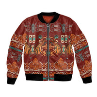 Oxblood Batik Papua-inspired Pattern Bomber Jacket LT9 Unisex Red - Polynesian Pride