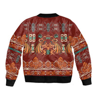 Oxblood Batik Papua-inspired Pattern Bomber Jacket LT9 - Polynesian Pride