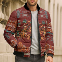 Oxblood Batik Papua-inspired Pattern Bomber Puffer Jacket - Polynesian Pride