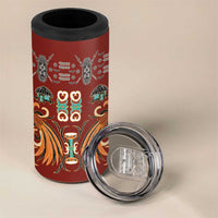 Oxblood Batik Papua-inspired Pattern 4 in 1 Can Cooler Tumbler - Polynesian Pride