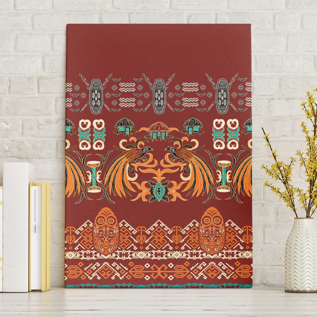 Oxblood Batik Papua-inspired Pattern Canvas Wall Art - Polynesian Pride