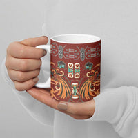 Oxblood Batik Papua-inspired Pattern Ceramic Mug - Polynesian Pride