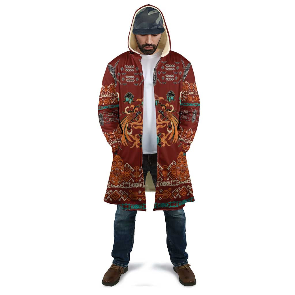 Oxblood Batik Papua-inspired Pattern Cloak - Polynesian Pride