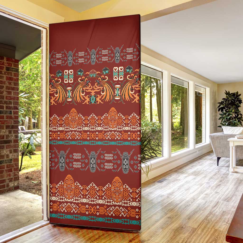 Oxblood Batik Papua-inspired Pattern Door Cover - Polynesian Pride