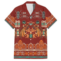 Oxblood Batik Papua-inspired Pattern Family Matching Off The Shoulder Long Sleeve Dress and Hawaiian Shirt - Polynesian Pride
