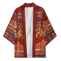 Oxblood Batik Papua-inspired Pattern Kimono LT9 Unisex Red - Polynesian Pride