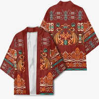 Oxblood Batik Papua-inspired Pattern Kimono LT9 - Polynesian Pride
