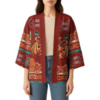 Oxblood Batik Papua-inspired Pattern Kimono LT9 - Polynesian Pride