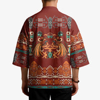 Oxblood Batik Papua-inspired Pattern Kimono LT9 - Polynesian Pride