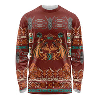 Oxblood Batik Papua-inspired Pattern Long Sleeve Shirt LT9 Unisex Red - Polynesian Pride