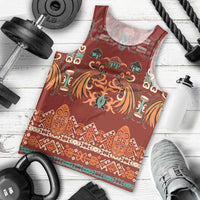 Oxblood Batik Papua-inspired Pattern Men Tank Top - Polynesian Pride