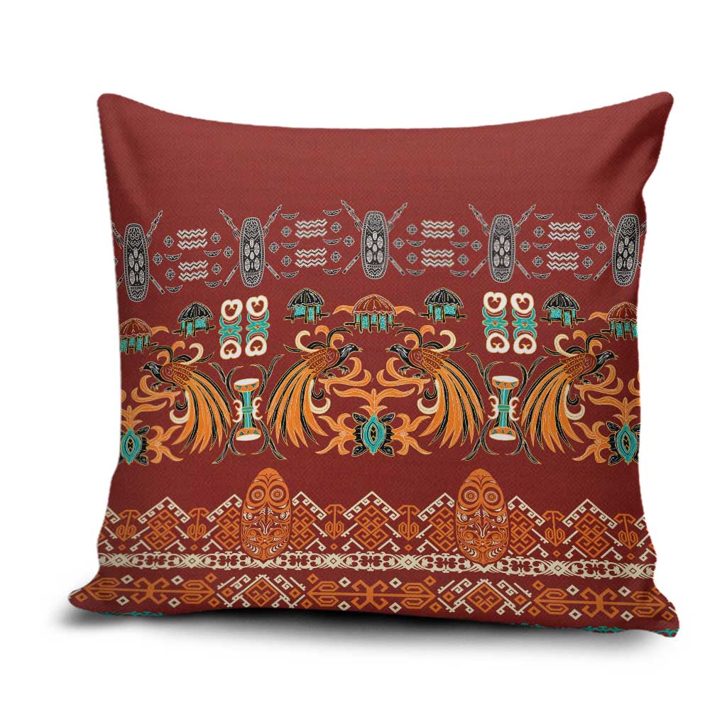Oxblood Batik Papua-inspired Pattern Pillow Cover - Polynesian Pride