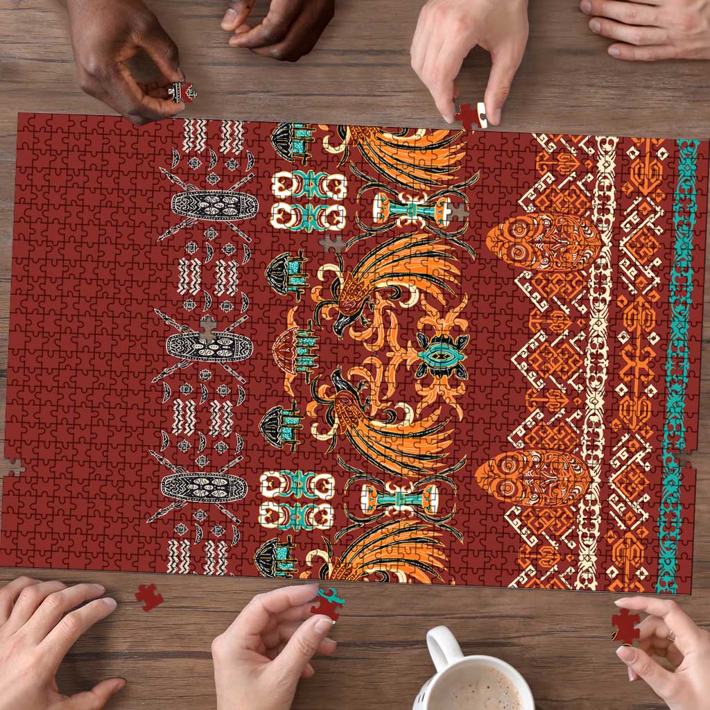 Oxblood Batik Papua-inspired Pattern Puzzle LT9 - Polynesian Pride