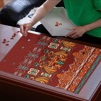Oxblood Batik Papua-inspired Pattern Puzzle LT9 - Polynesian Pride