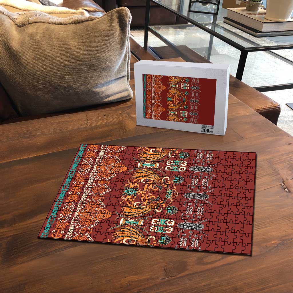 Oxblood Batik Papua-inspired Pattern Puzzle LT9 - Polynesian Pride