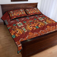 Oxblood Batik Papua-inspired Pattern Quilt Bed Set - Polynesian Pride
