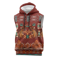 Oxblood Batik Papua-inspired Pattern Sleeveless Hoodie - Polynesian Pride