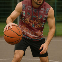 Oxblood Batik Papua-inspired Pattern Sleeveless Hoodie - Polynesian Pride