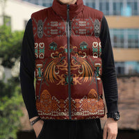 Oxblood Batik Papua-inspired Pattern Sleeveless Puffer Jacket LT9 - Polynesian Pride
