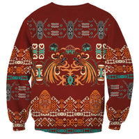 Oxblood Batik Papua-inspired Pattern Sweatshirt LT9 - Polynesian Pride