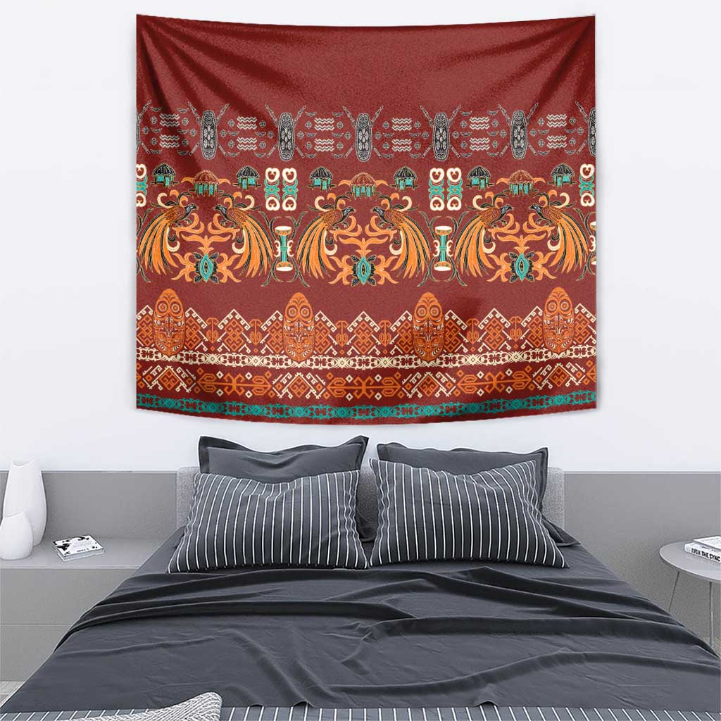 Oxblood Batik Papua-inspired Pattern Tapestry LT9 - Polynesian Pride