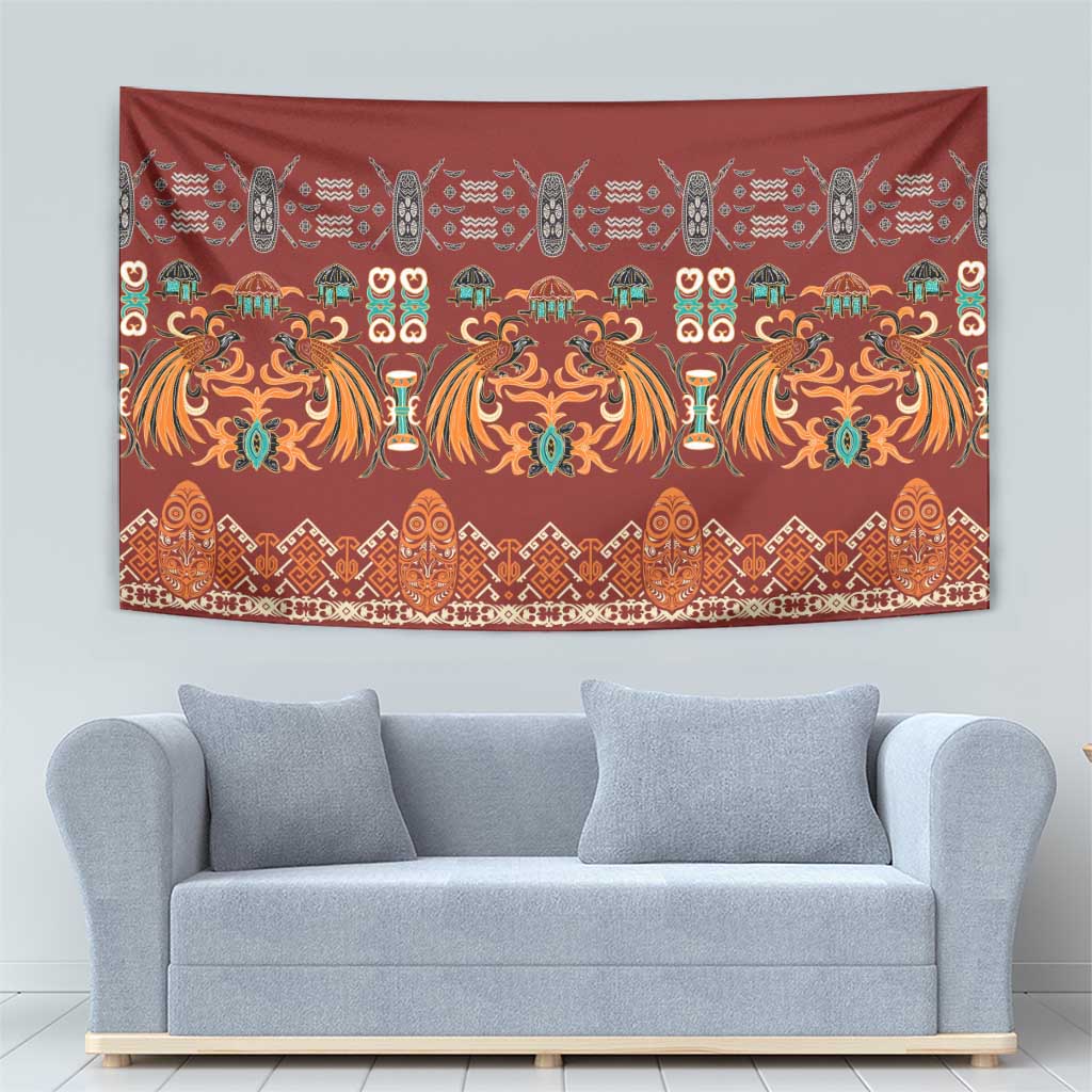 Oxblood Batik Papua-inspired Pattern Tapestry LT9 - Polynesian Pride