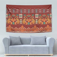 Oxblood Batik Papua-inspired Pattern Tapestry LT9 - Polynesian Pride
