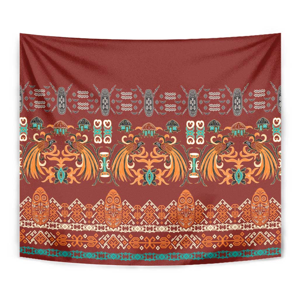 Oxblood Batik Papua-inspired Pattern Tapestry LT9 - Polynesian Pride