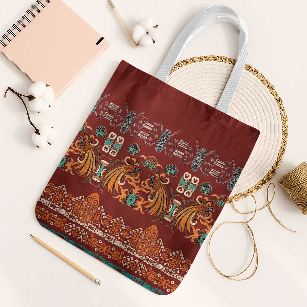 Oxblood Batik Papua-inspired Pattern Tote Bag - Polynesian Pride