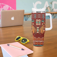 Oxblood Batik Papua-inspired Pattern Tumbler With Handle LT9 - Polynesian Pride