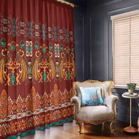 Oxblood Batik Papua-inspired Pattern Window Curtain LT9 - Polynesian Pride
